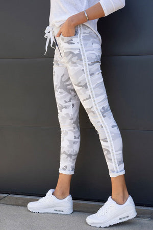 THE MADE IN ITALY CAMO PANTS - WHITE/GREY - BACK IN STOCK – STYLE ON THE GO