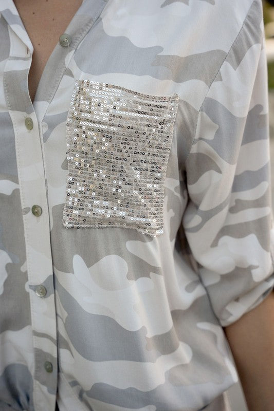 THE MADE IN ITALY CAMO SHIRT - DENIM BLUE - ONE LEFT