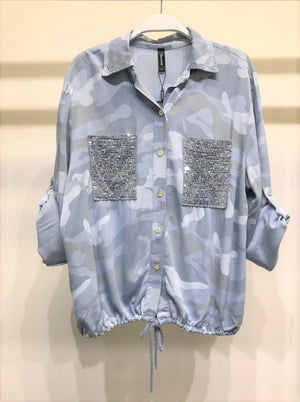 THE MADE IN ITALY CAMO SHIRT - DENIM BLUE - ONE LEFT