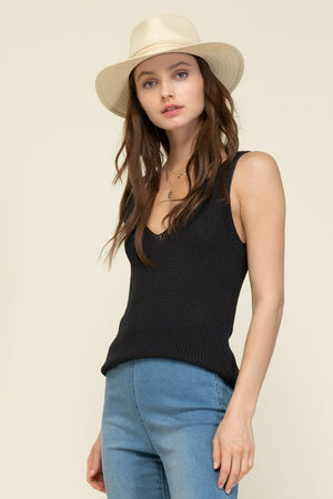 THE WILLOW KNIT TANK TOP - BLACK