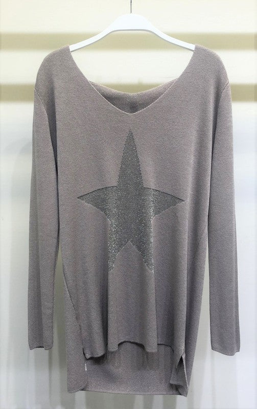 THE SPARKLE STAR SWEATER - GREY