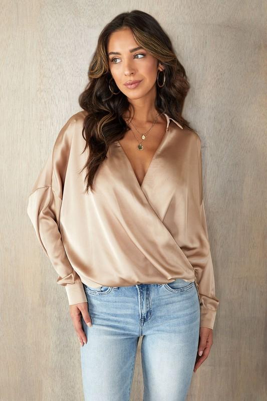 THE SKILLED ESSENTIAL SILKY BLOUSE - CHOCOLATE