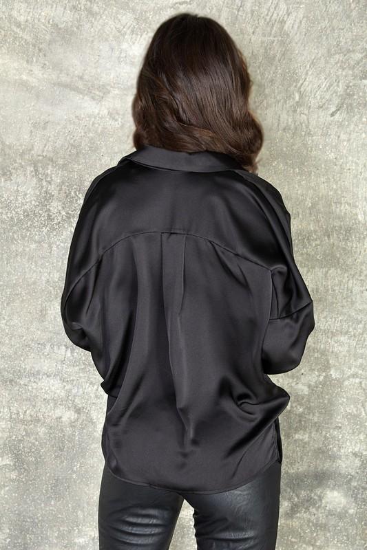 THE SKILLED ESSENTIAL SILKY BLOUSE - BLACK