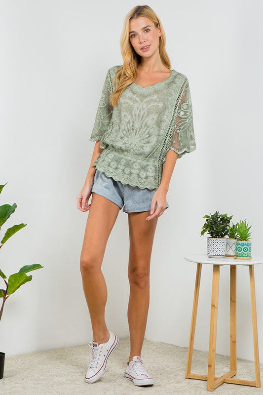 THE PEONY BLOUSE - OLIVE