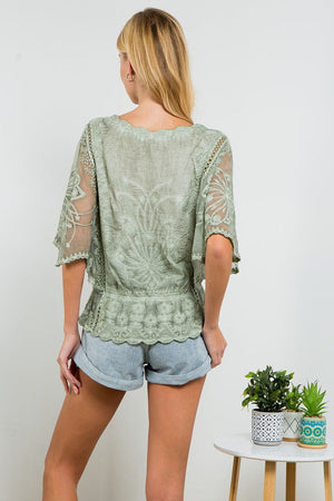 THE PEONY BLOUSE - OLIVE