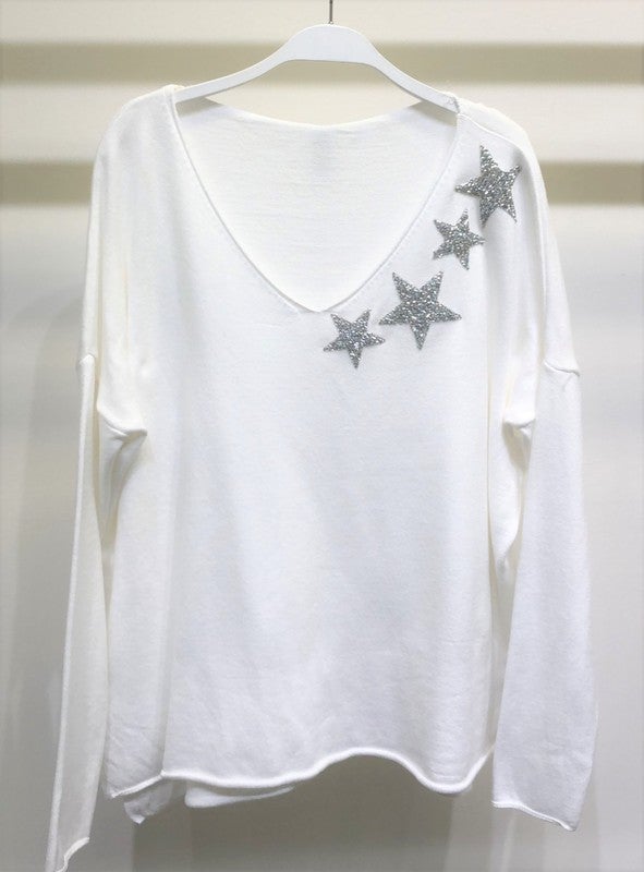 THE RHINESTONE STAR KNIT - OFF-WHITE