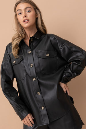 THE NINA FAUX LEATHER SHIRT