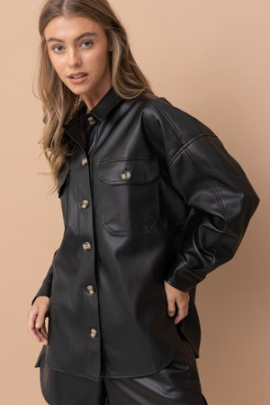 THE NINA FAUX LEATHER SHIRT