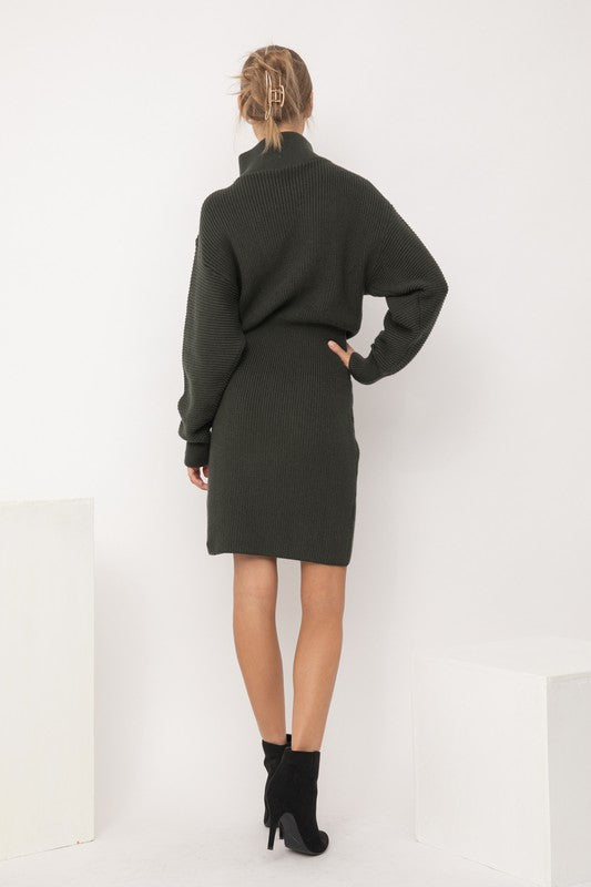 THE STELLA SWEATER DRESS - DARK OLIVE