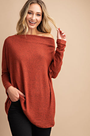 THE ESSENTIAL OFF-THE-SHOULDER TOP - BRICK
