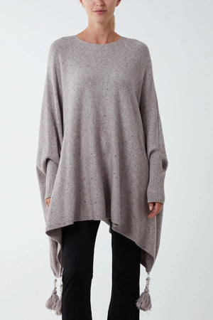THE ESSENTIAL EDIT ITALIAN PONCHO - TAUPE