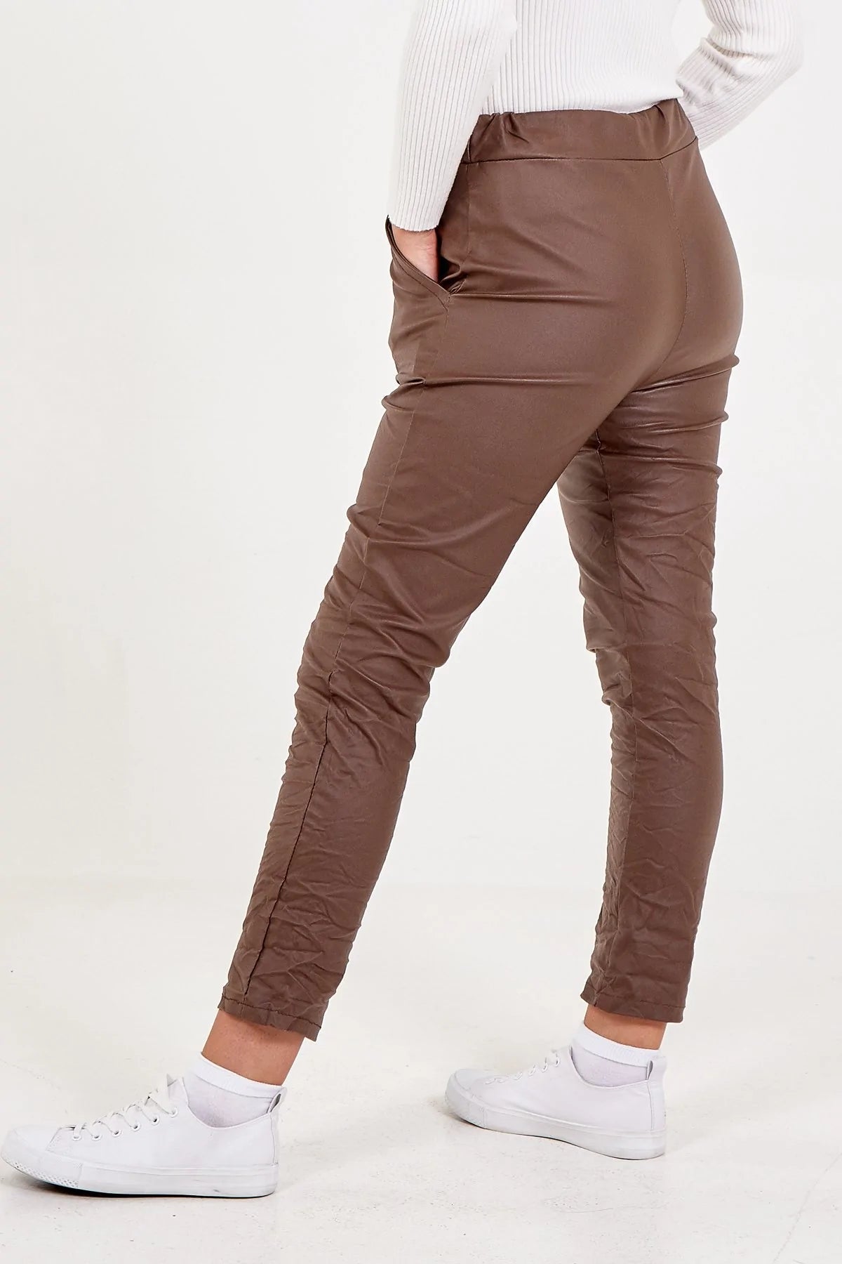 THE MADE IN ITALY FAUX LEATHER PANT - NAVY