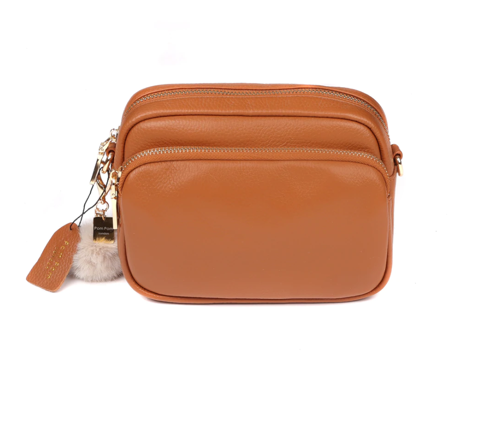 THE MAYFAIR LEATHER CROSSBODY BAG - TAUPE