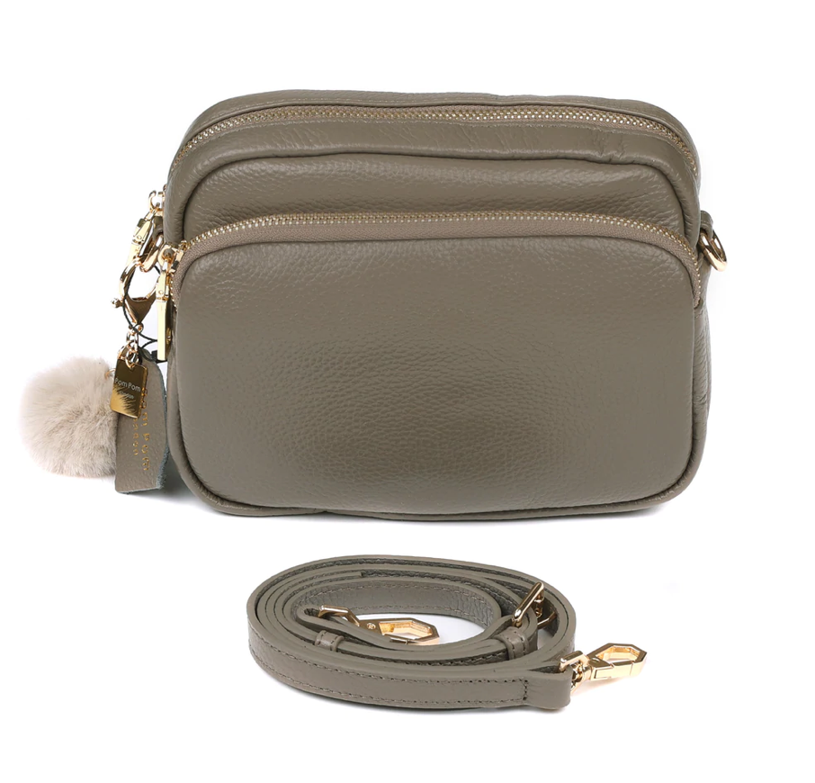 THE MAYFAIR LEATHER CROSSBODY BAG - TAUPE - PREORDER