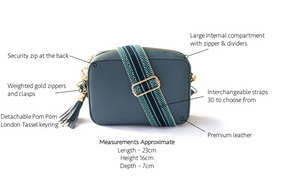 THE LONDON CITY LEATHER CROSSBODY BAG - STEEL BLUE – STYLE ON THE GO