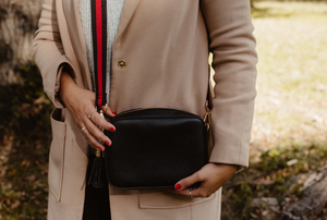 THE LONDON CITY LEATHER CROSSBODY BAG - STEEL BLUE