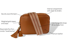 THE LONDON CITY LEATHER CROSSBODY BAG - TAUPE