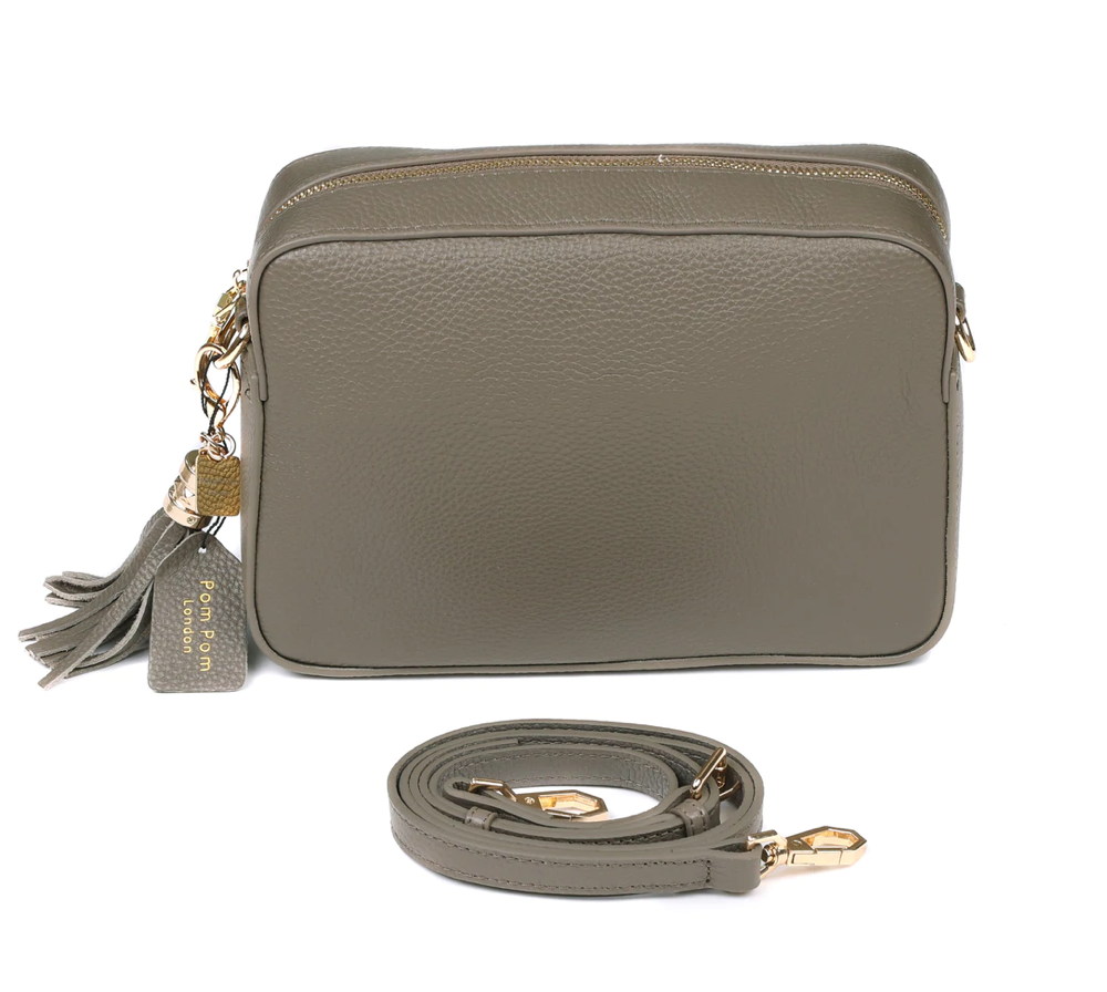 THE LONDON CITY LEATHER CROSSBODY BAG TAUPE