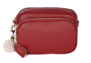 THE MAYFAIR LEATHER CROSSBODY BAG - WINE RED