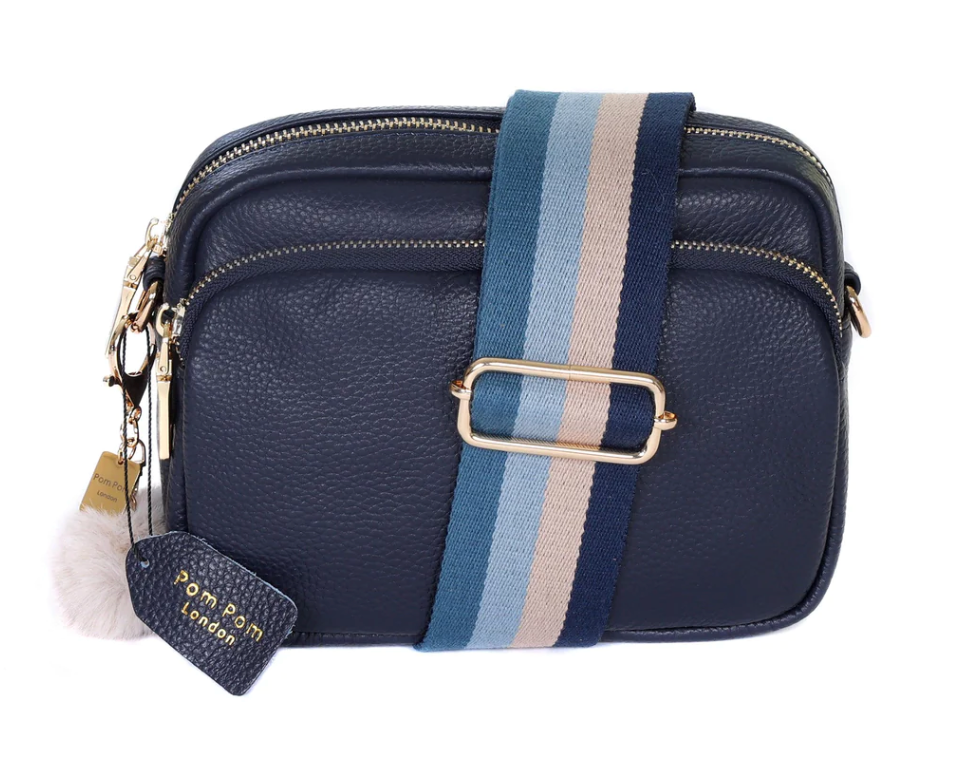 Navy leather 2025 crossbody bag uk