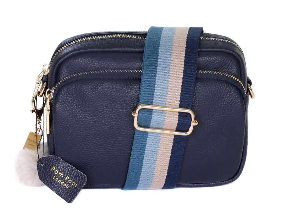 THE MAYFAIR LEATHER CROSSBODY BAG - NAVY