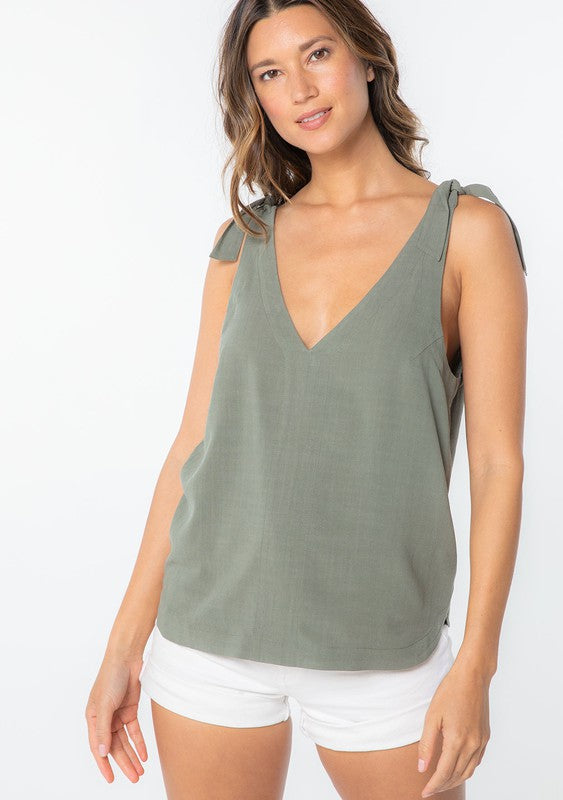 THE INTRO LINEN BLEND TANK